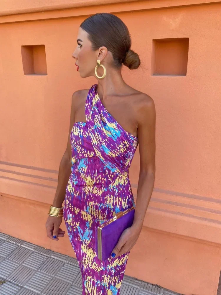 Isabella | Stylish Women’s One-Shoulder Printed Dress