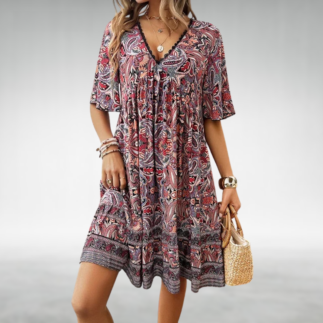 Olivia | Women Summer Boho Paisley Mini Dress