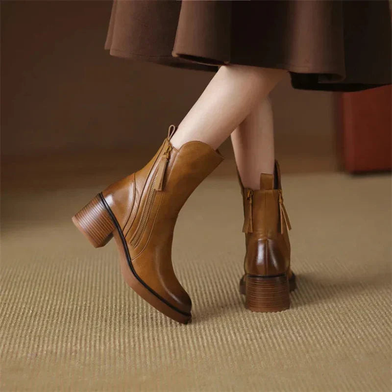 Wanda | Women's Zip-Up Block Heel Boots