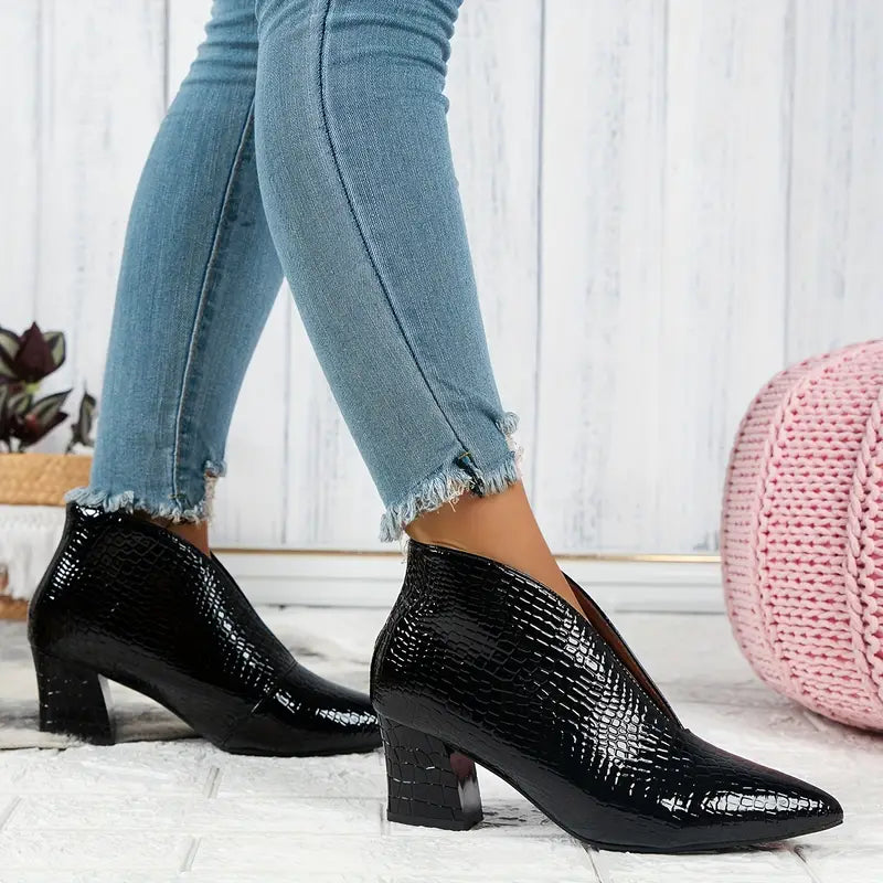 Isabella | Women's Stylish Reptile-Textured Ankle Boots