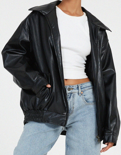 Karen | Women’s Oversized Leather Bomber Jacket