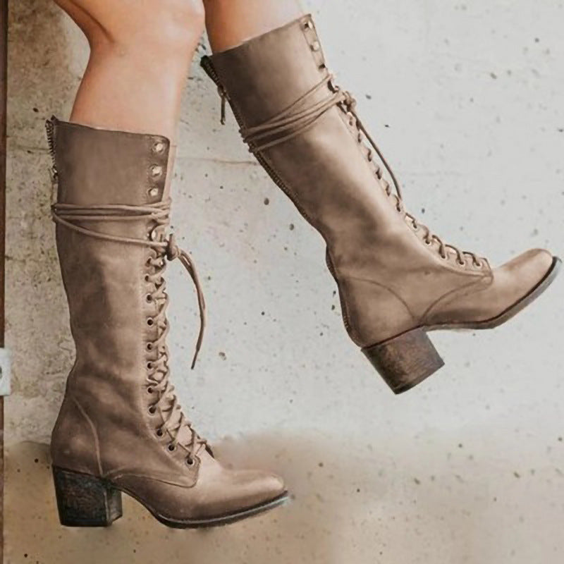Sylvia | Women’s Vintage Lace-Up High Heel Boots