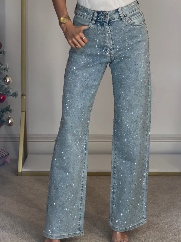 Nicole - Embellished Straight Leg Jeans