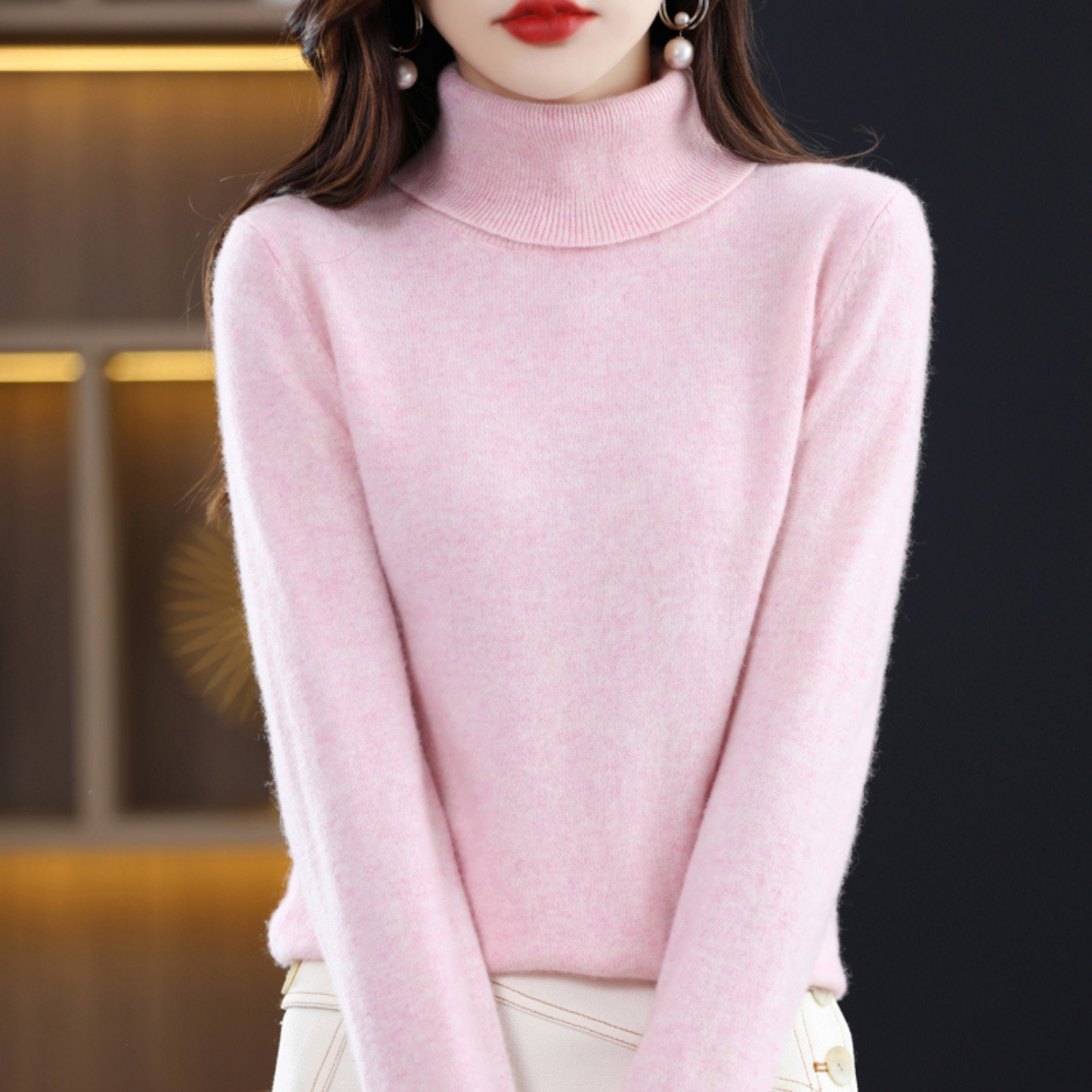Rose | Women’s Winter Classic Turtleneck Knit Sweater