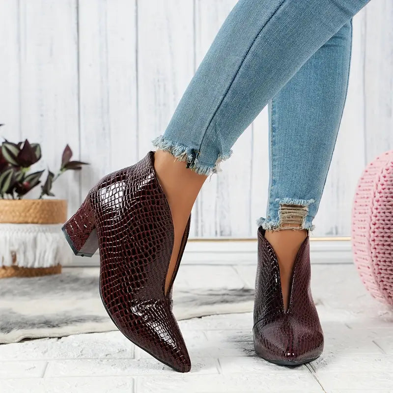 Isabella | Women's Stylish Reptile-Textured Ankle Boots