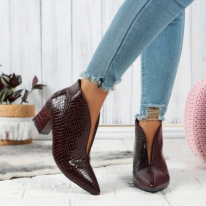 Isabella | Women's Stylish Reptile-Textured Ankle Boots