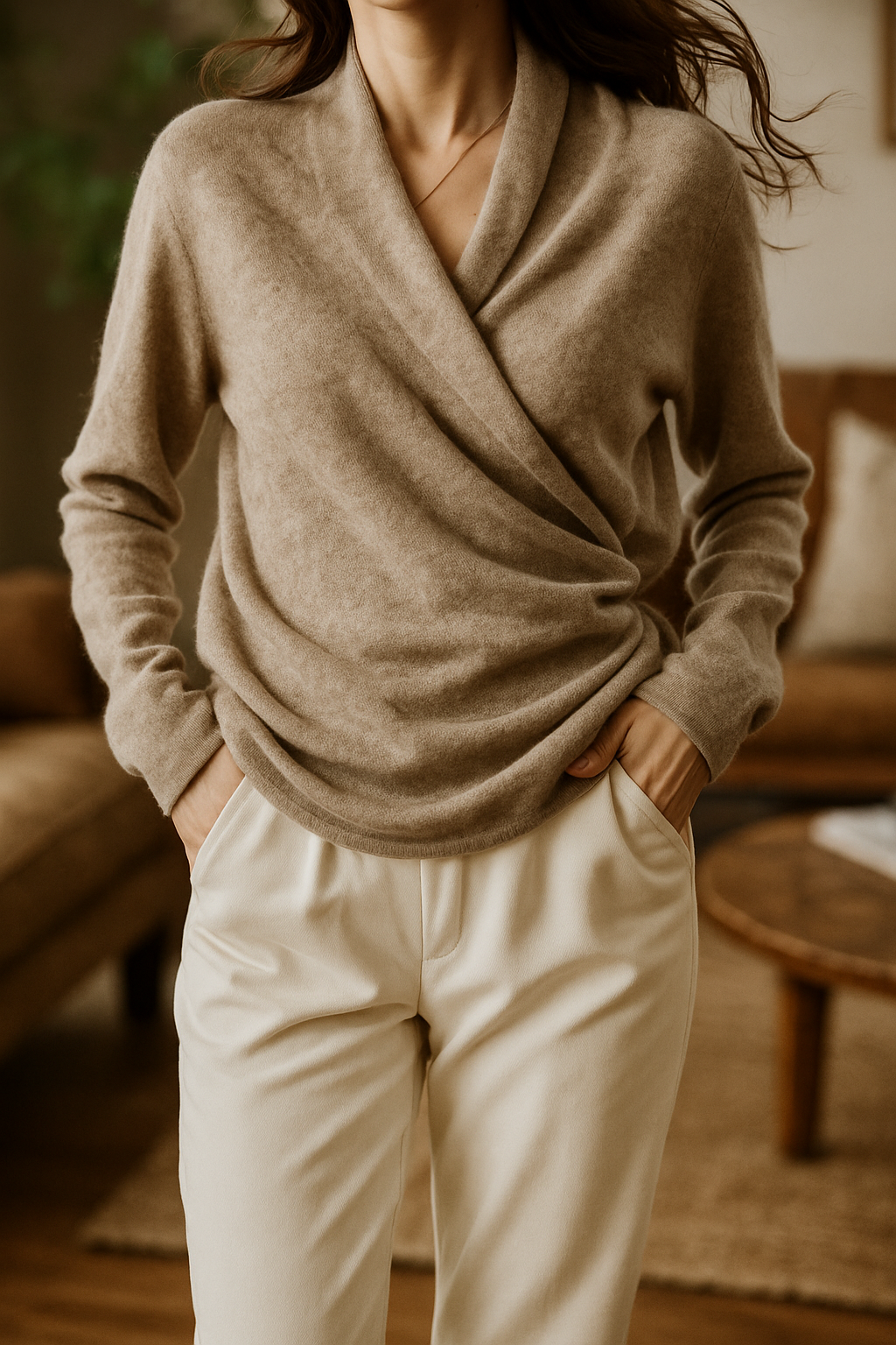 Chloe | Women’s Winter Wrap V Neck Knit Sweater