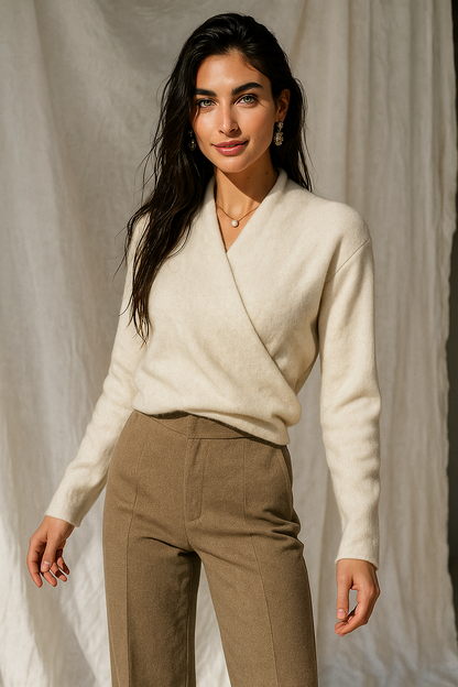 Chloe | Women’s Winter Wrap V Neck Knit Sweater