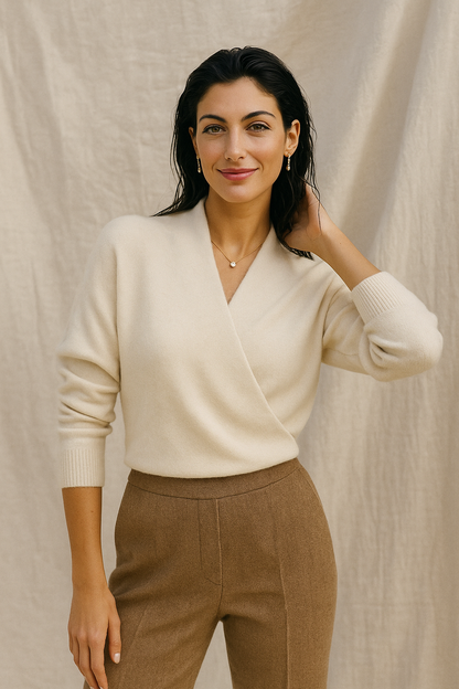 Chloe | Women’s Winter Wrap V Neck Knit Sweater