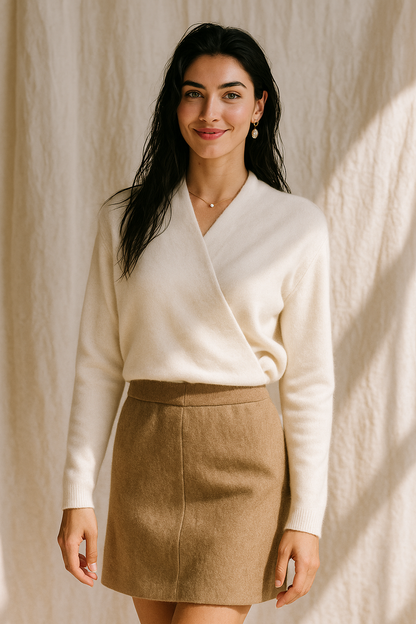 Chloe | Women’s Winter Wrap V Neck Knit Sweater