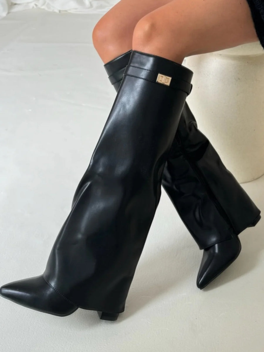 Beverly | Women’s Leather Thigh-High Boots with Buckle
