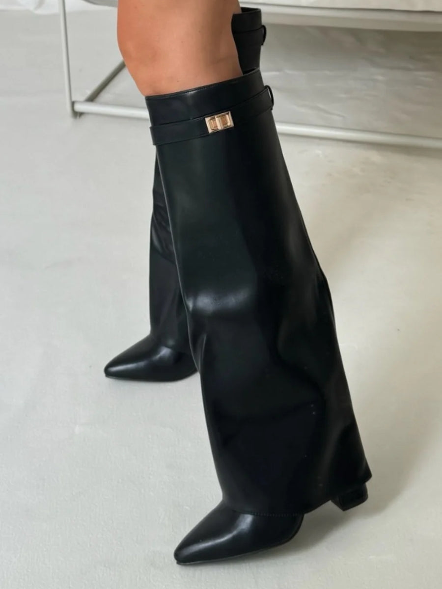 Beverly | Women’s Leather Thigh-High Boots with Buckle