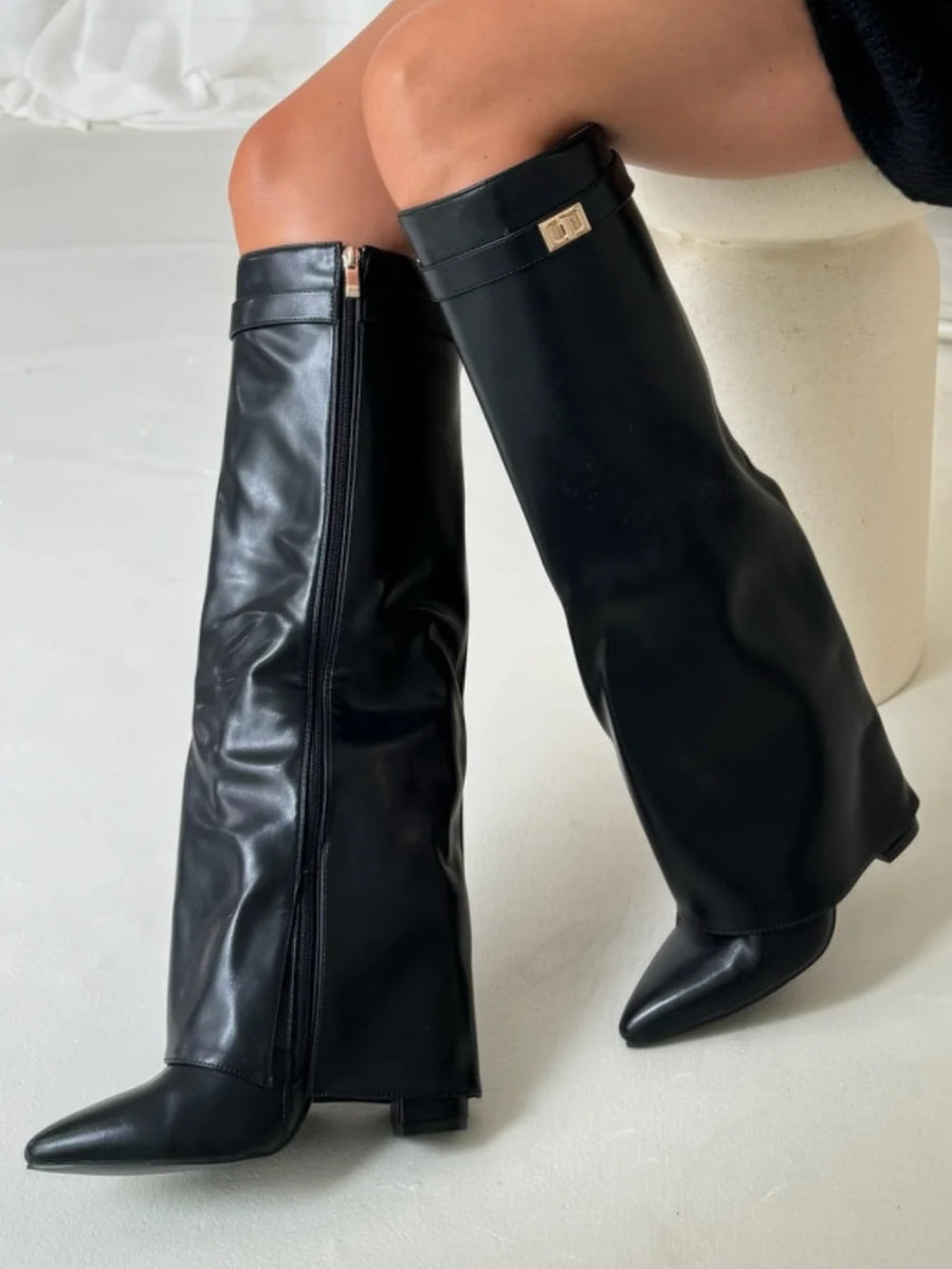 Beverly | Women’s Leather Thigh-High Boots with Buckle