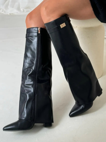 Beverly | Women’s Leather Thigh-High Boots with Buckle