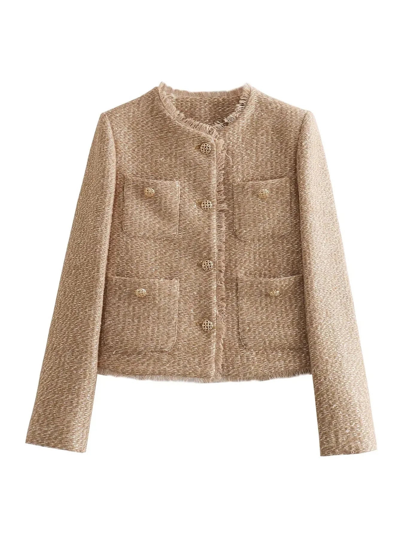 Sally | Short Tweed Blazer Jacket with Buttons for Women