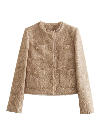 Sally | Short Tweed Blazer Jacket with Buttons for Women