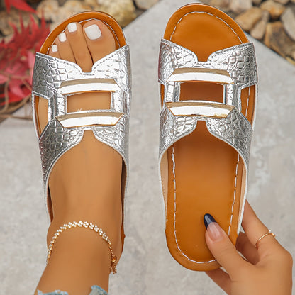Deanna Buckle Slide Sandals