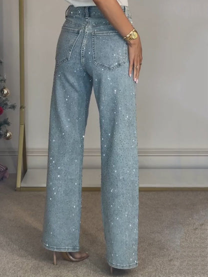 Nicole - Embellished Straight Leg Jeans