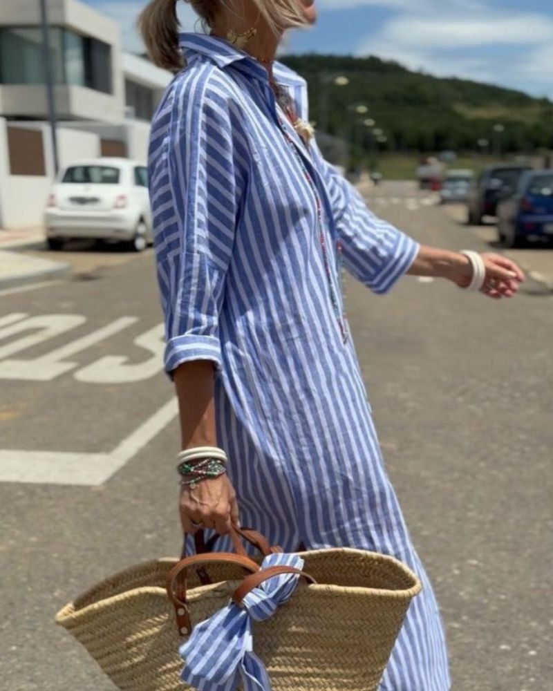 Aria | Women Timeless Striped Summer Shirt Dress
