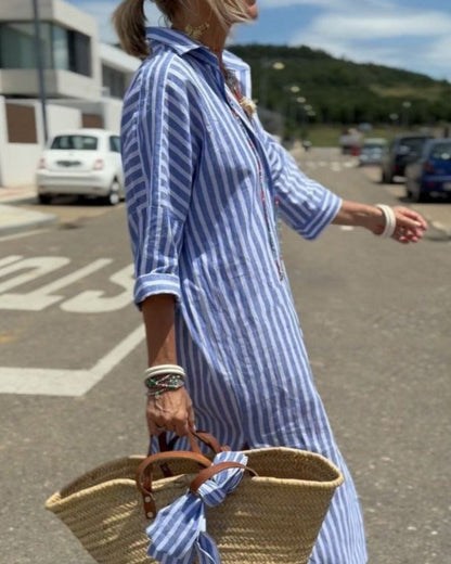 Aria | Women Timeless Striped Summer Shirt Dress