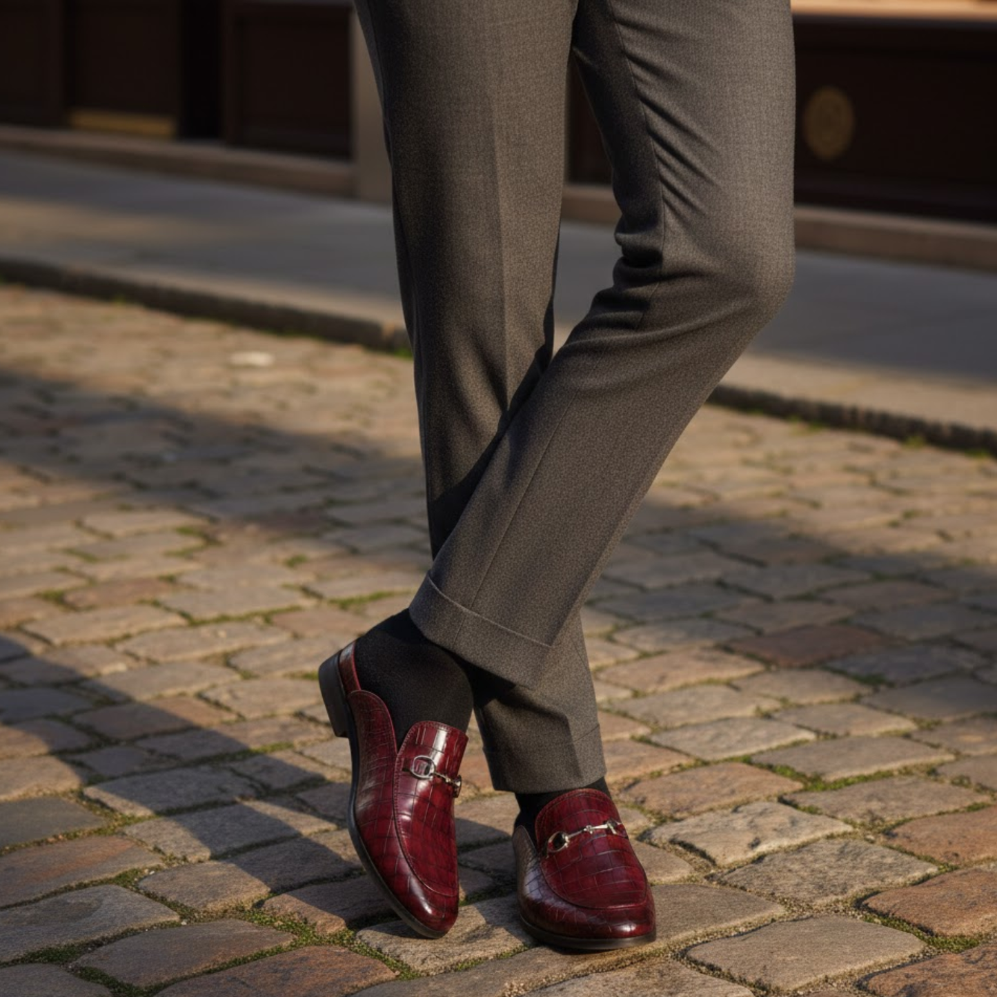 Men’s Slip-On Mule Loafers with Rounded Toe and Embossed Upper