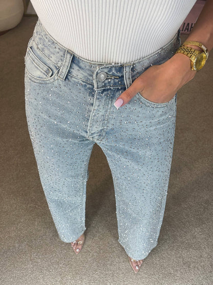Nicole - Embellished Straight Leg Jeans