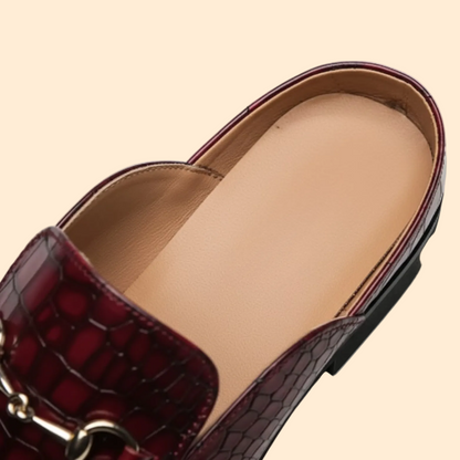 Men’s Slip-On Mule Loafers with Rounded Toe and Embossed Upper