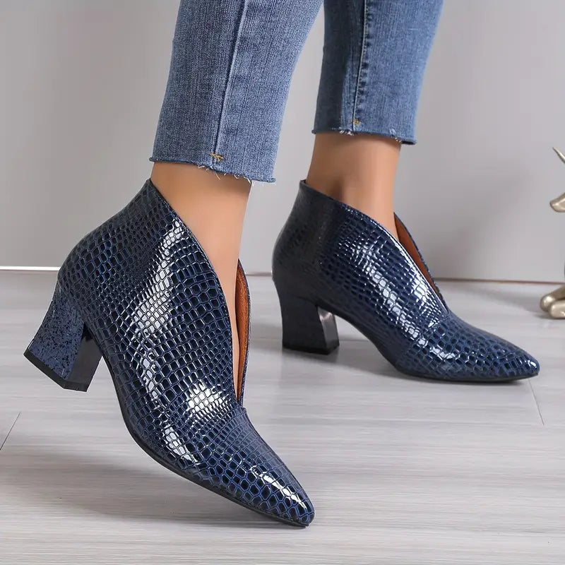 Isabella | Women's Stylish Reptile-Textured Ankle Boots