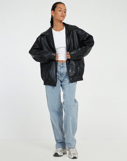 Karen | Women’s Oversized Leather Bomber Jacket