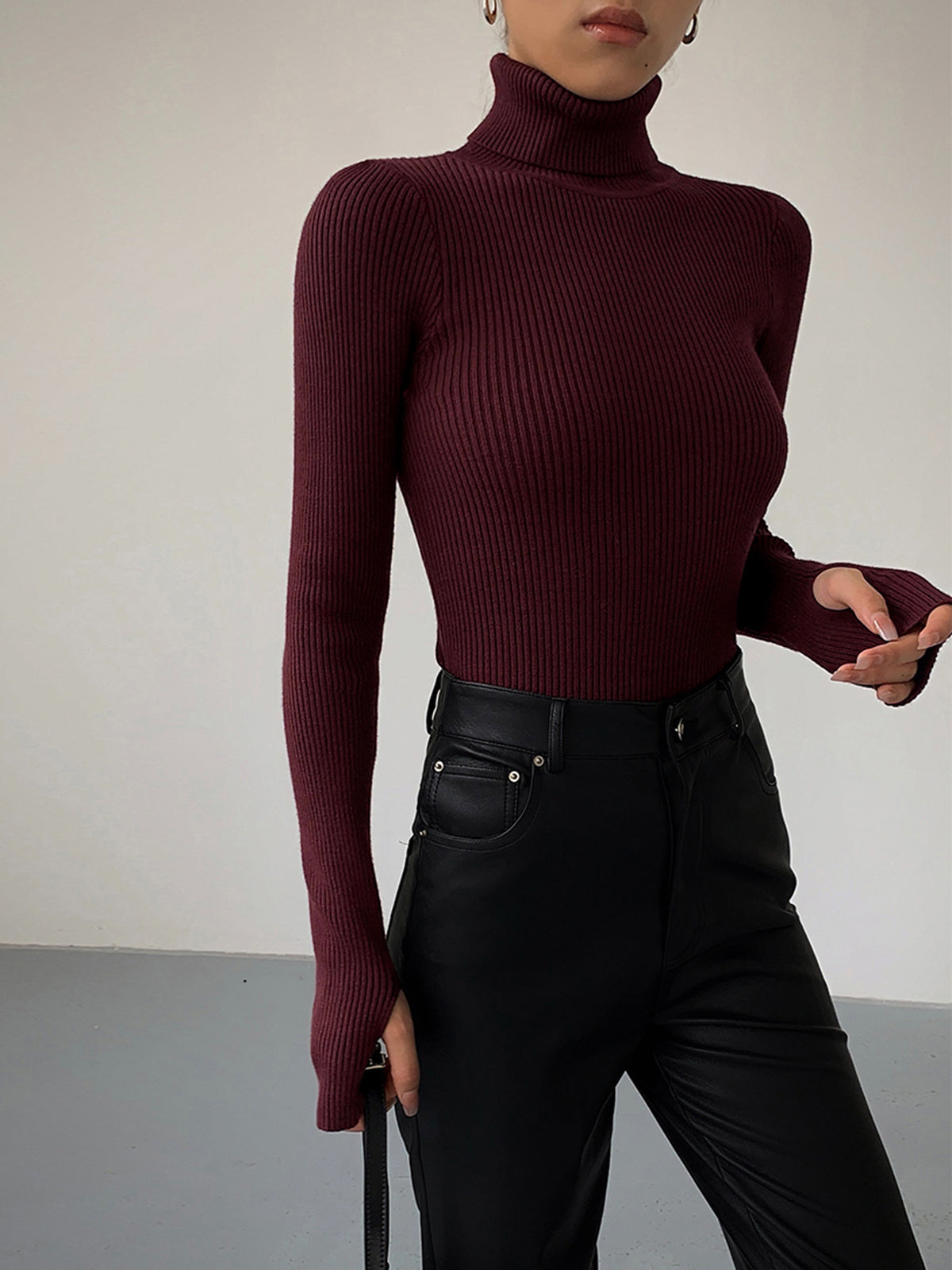 Allison | Women’s Minimalist Slim Turtleneck Stretch Top