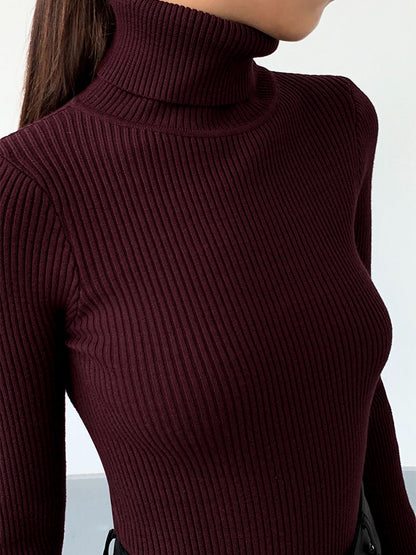 Allison | Women’s Minimalist Slim Turtleneck Stretch Top