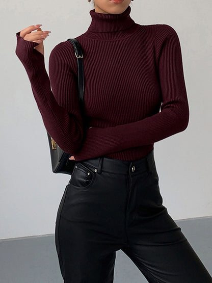 Allison | Women’s Minimalist Slim Turtleneck Stretch Top