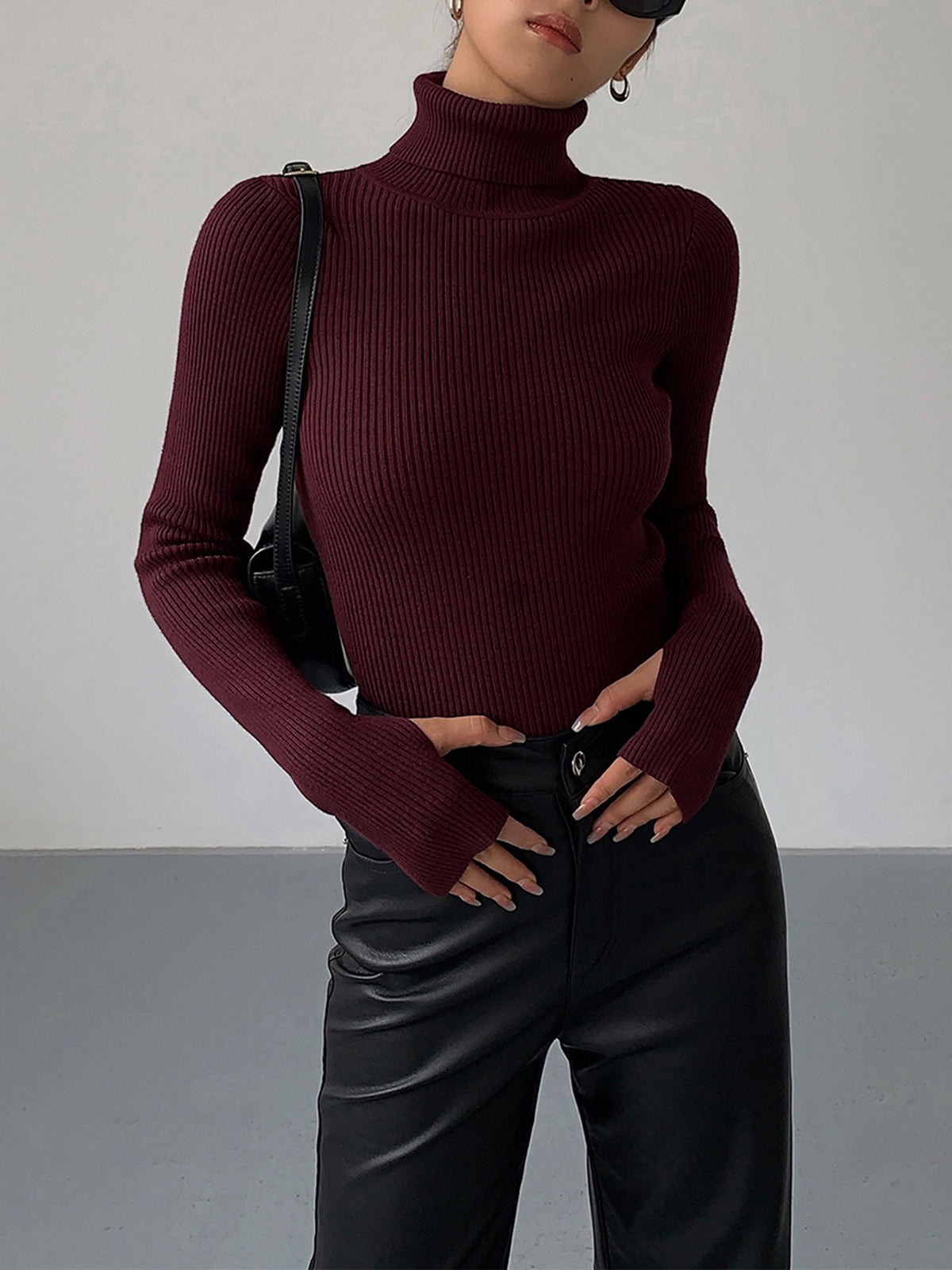 Allison | Women’s Minimalist Slim Turtleneck Stretch Top
