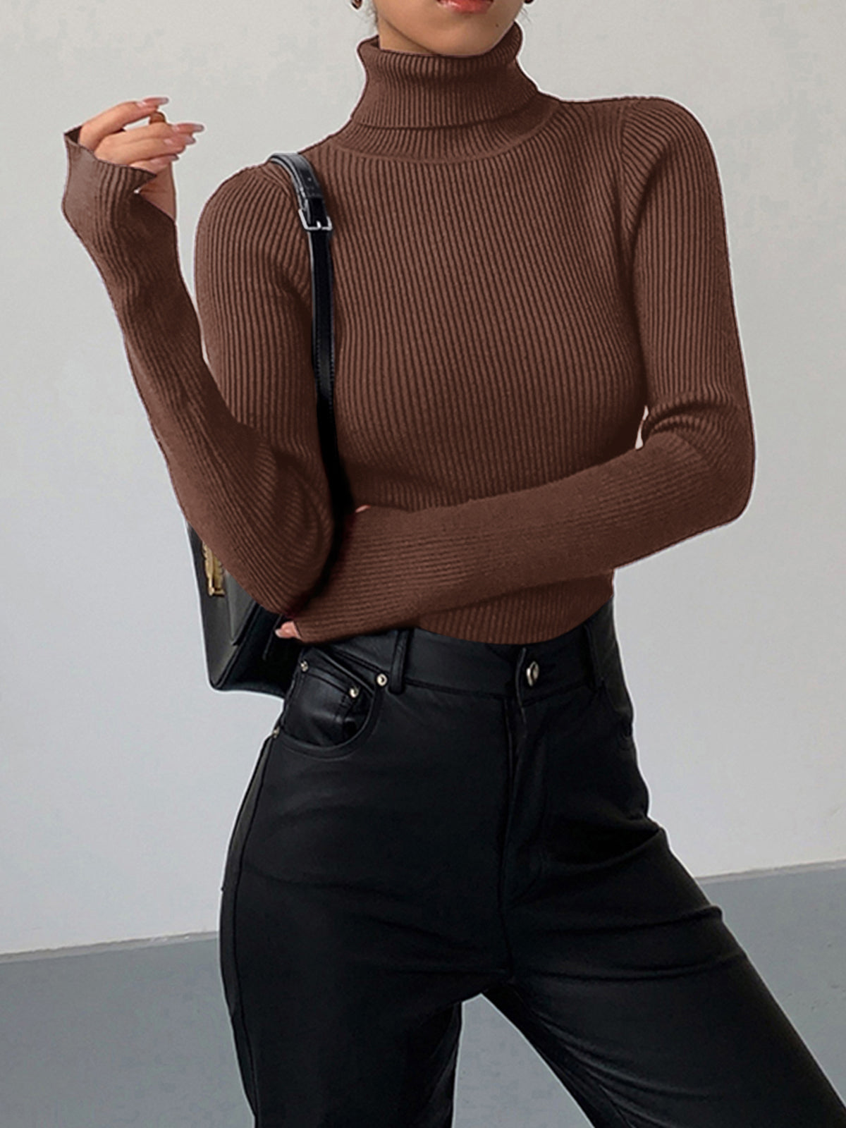Allison | Women’s Minimalist Slim Turtleneck Stretch Top