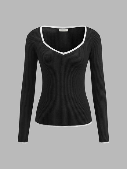 Olivia | Women’s Winter Contrast Trim Knit Sweater