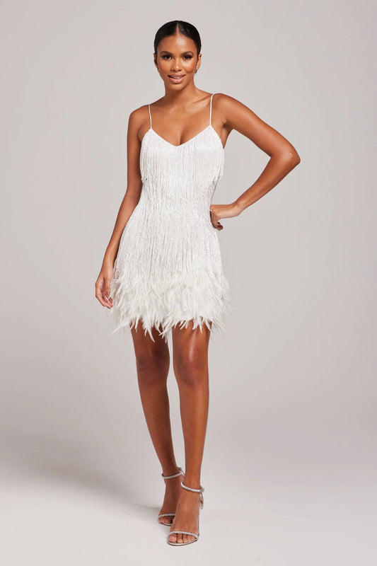 Pamela | Women’s Cocktail Dress with Fringe Feathers