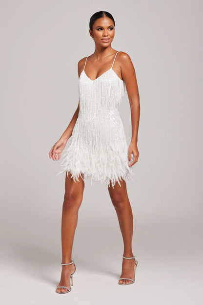 Pamela | Women’s Cocktail Dress with Fringe Feathers