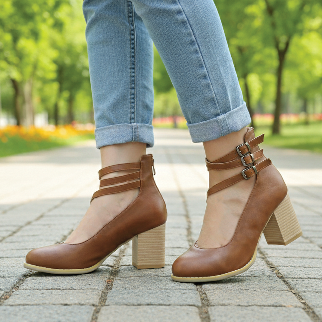 Nora - Block Heel Ankle Shoes