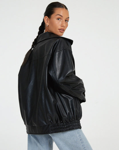 Karen | Women’s Oversized Leather Bomber Jacket