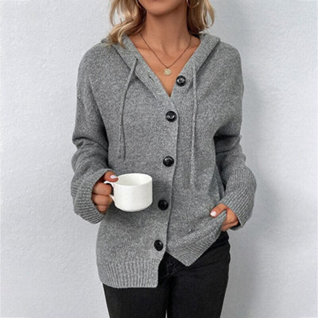 Wanda | Women’s Hooded Knit Open Front Button Cardigan