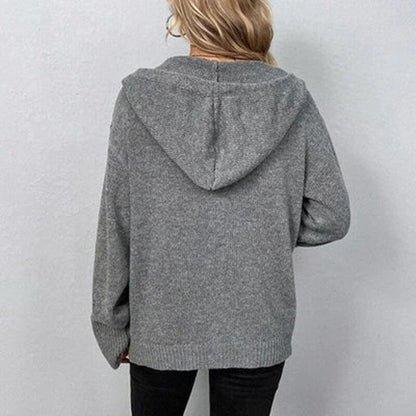Wanda | Women’s Hooded Knit Open Front Button Cardigan