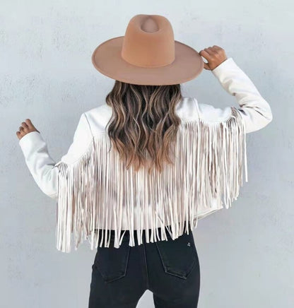 Paula | Women’s Fringed Suede Moto Jacket