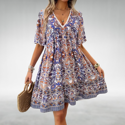 Olivia | Women Summer Boho Paisley Mini Dress