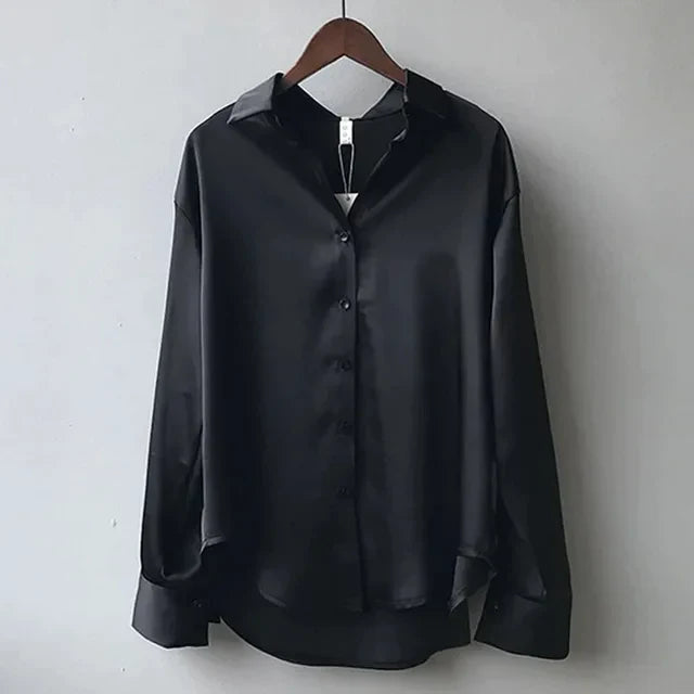 Lisa | Women’s Long Sleeve Button Down Satin Blouses