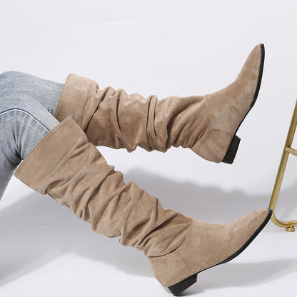Isabella | Women’s Slouchy Knee-High Boots with Block Heel
