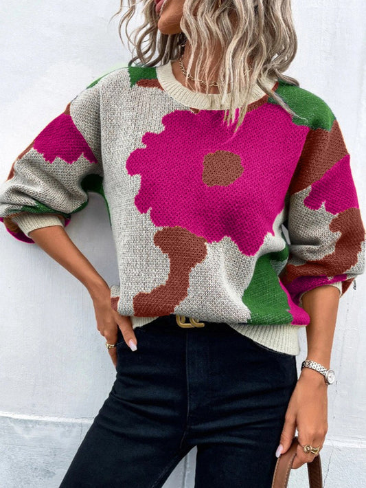 Martha | Women's Floral Print Pullover Sweater