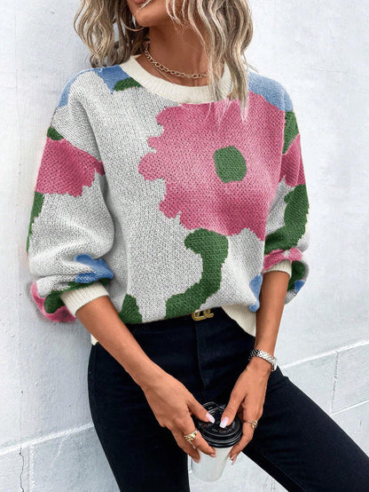 Martha | Women's Floral Print Pullover Sweater