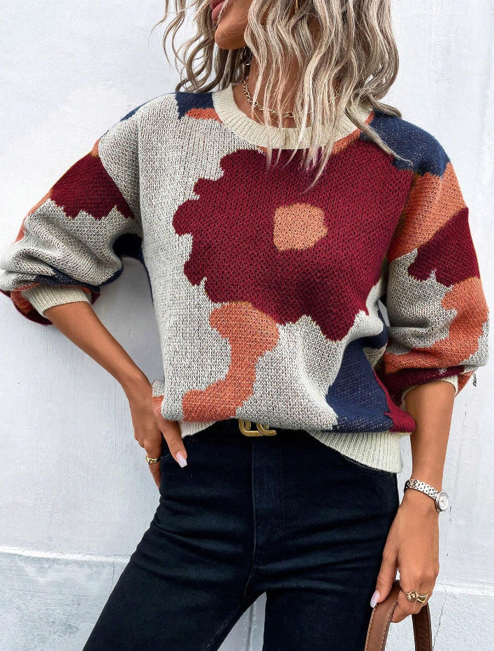 Martha | Women's Floral Print Pullover Sweater