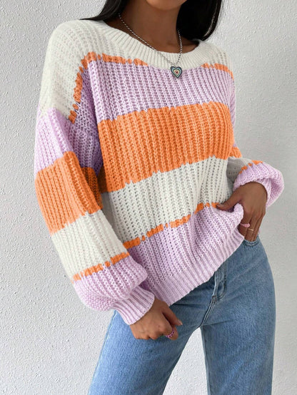 Isabella | Women’s Striped Knit Pullover Sweater