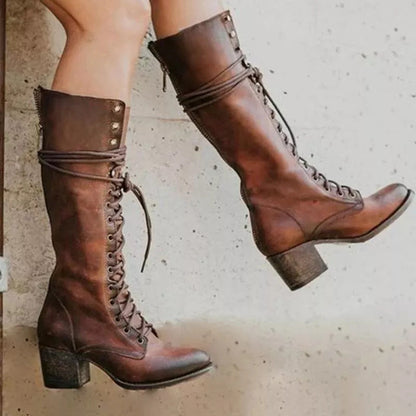 Sylvia | Women’s Vintage Lace-Up High Heel Boots